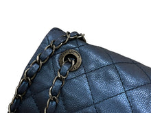 画像をギャラリービューアに読み込む, CHANEL シャネル Sフラップ Wチェーンショルダーバッグ 18番台 ココマーク キャビアスキン メタリックブルー 美品 中古 4b007489