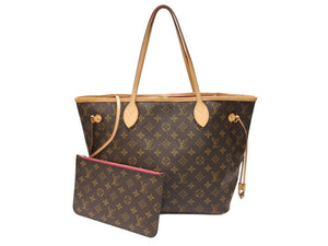極美品 LOUIS VUITTON ルイヴィトン ネヴァーフルMM トートバッグ 新型 M41178 モノグラム PVC レザー ブラウン ピンク 中古 4b007490