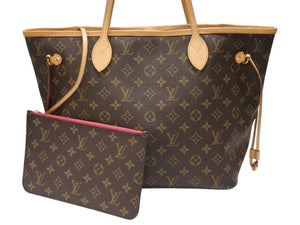 極美品 LOUIS VUITTON ルイヴィトン ネヴァーフルMM トートバッグ 新型 M41178 モノグラム PVC レザー ブラウン ピンク 中古 4b007490