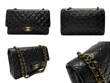 Load image into Gallery viewer, 極美品 CHANEL シャネル マトラッセ25 Wフラップ Wチェーンショルダーバッグ 3番台 ラムスキン ココマーク ブラック ゴールド金具 中古 4b007492