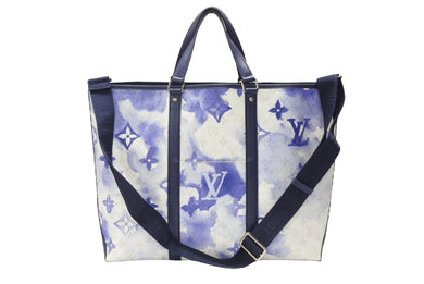 極美品 LOUIS VUITTON ルイヴィトン ウィークエンド トートPM M45756 IC PVC レザー ブルー ホワイト シルバー金具 中古 4b007493