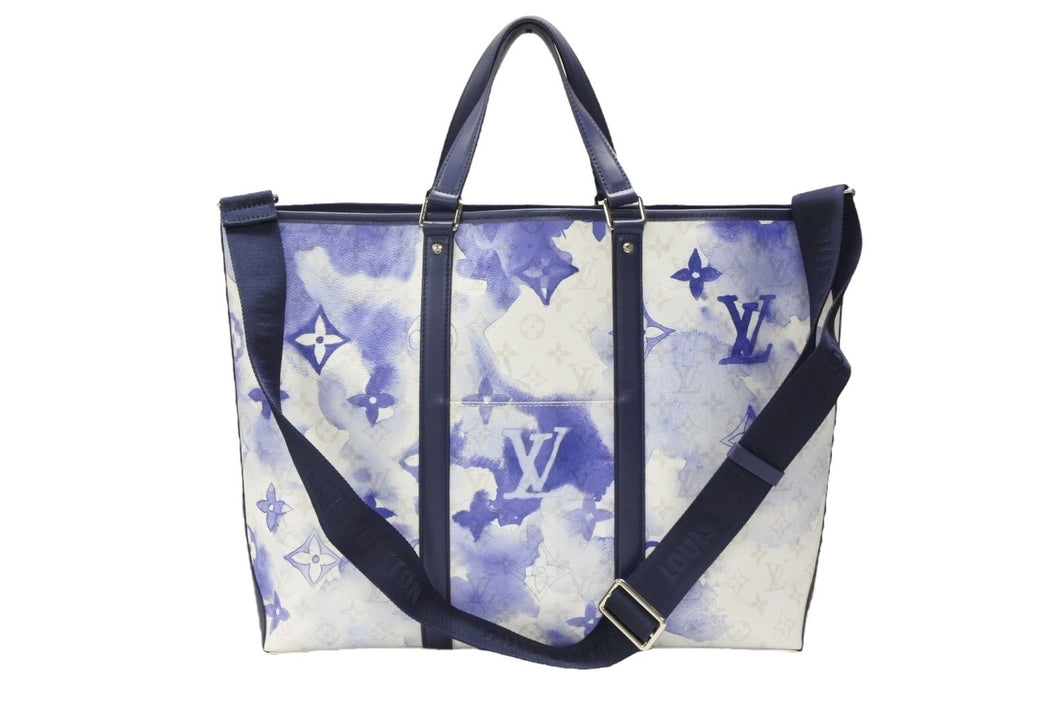 極美品 LOUIS VUITTON ルイヴィトン ウィークエンド トートPM M45756 IC PVC レザー ブルー ホワイト シルバー金具 中古 4b007493