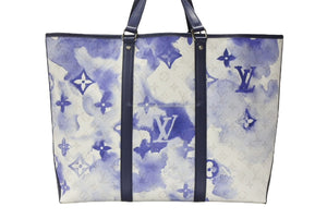 極美品 LOUIS VUITTON ルイヴィトン ウィークエンド トートPM M45756 IC PVC レザー ブルー ホワイト シルバー金具 中古 4b007493