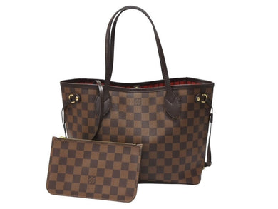 極美品 LOUIS VUITTON ルイヴィトン ネヴァーフルPM ハンドバッグ N51109 ダミエキャンバス ブラウン ゴールド金具 中古 4b007494