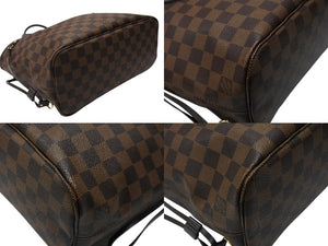 極美品 LOUIS VUITTON ルイヴィトン ネヴァーフルPM ハンドバッグ N51109 ダミエキャンバス ブラウン ゴールド金具 中古 4b007494