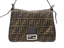 Load image into Gallery viewer, FENDI フェンディ マンマバケット ショルダーバッグ ズッカ柄 コットンキャンバス レザー ブラウン シルバー金具 美品 中古 4b007496