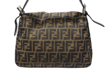 Load image into Gallery viewer, FENDI フェンディ マンマバケット ショルダーバッグ ズッカ柄 コットンキャンバス レザー ブラウン シルバー金具 美品 中古 4b007496