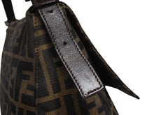 Load image into Gallery viewer, FENDI フェンディ マンマバケット ショルダーバッグ ズッカ柄 コットンキャンバス レザー ブラウン シルバー金具 美品 中古 4b007496