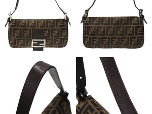 FENDI フェンディ マンマバケット ワンショルダーバッグ 26424 ズッカ柄 キャンバス レザー ブラウン シルバー金具 美品 中古 4b007498