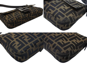 FENDI フェンディ マンマバケット ワンショルダーバッグ 26424 ズッカ柄 キャンバス レザー ブラウン シルバー金具 美品 中古 4b007498