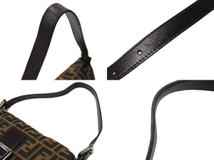 FENDI フェンディ マンマバケット ワンショルダーバッグ 26424 ズッカ柄 キャンバス レザー ブラウン シルバー金具 美品 中古 4b007499