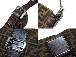 FENDI フェンディ マンマバケット ワンショルダーバッグ 26424 ズッカ柄 キャンバス レザー ブラウン シルバー金具 美品 中古 4b007499