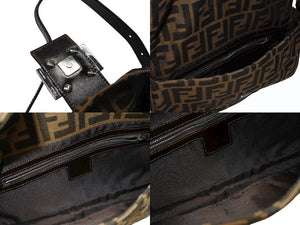 FENDI フェンディ マンマバケット ワンショルダーバッグ 26424 ズッカ柄 キャンバス レザー ブラウン シルバー金具 美品 中古 4b007499
