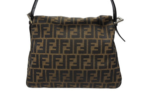 極美品 FENDI フェンディ マンマバケット ワンショルダーバッグ 肩掛け 26325 カーキ ベージュ キャンバス レザー 中古 4b007500