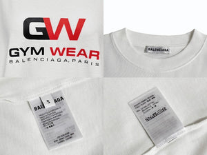 BALENCIAGA バレンシアガ 2020AW GYM WEAR 半袖Tシャツ フロントプリント コットン 620941 TIVD5 美品 中古 4b007501