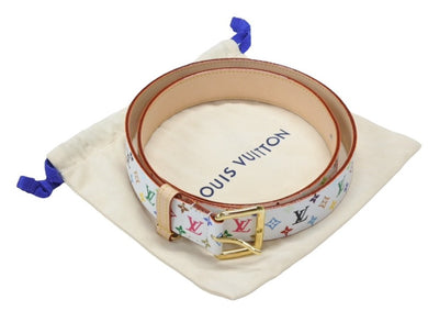 新品未使用 LOUIS VUITTON ルイヴィトン ベルト サンチュール キャレ M8981 モノグラムマルチカラー PVC ロゴ 村上隆 90/36 中古 4b007511