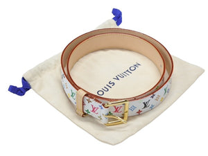新品未使用 LOUIS VUITTON ルイヴィトン ベルト サンチュール キャレ M8981 モノグラムマルチカラー PVC ロゴ 村上隆 90/36 中古 4b007511