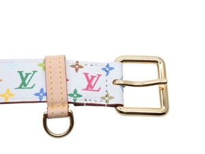 新品未使用 LOUIS VUITTON ルイヴィトン ベルト サンチュール キャレ M8981 モノグラムマルチカラー PVC ロゴ 村上隆 90/36 中古 4b007511