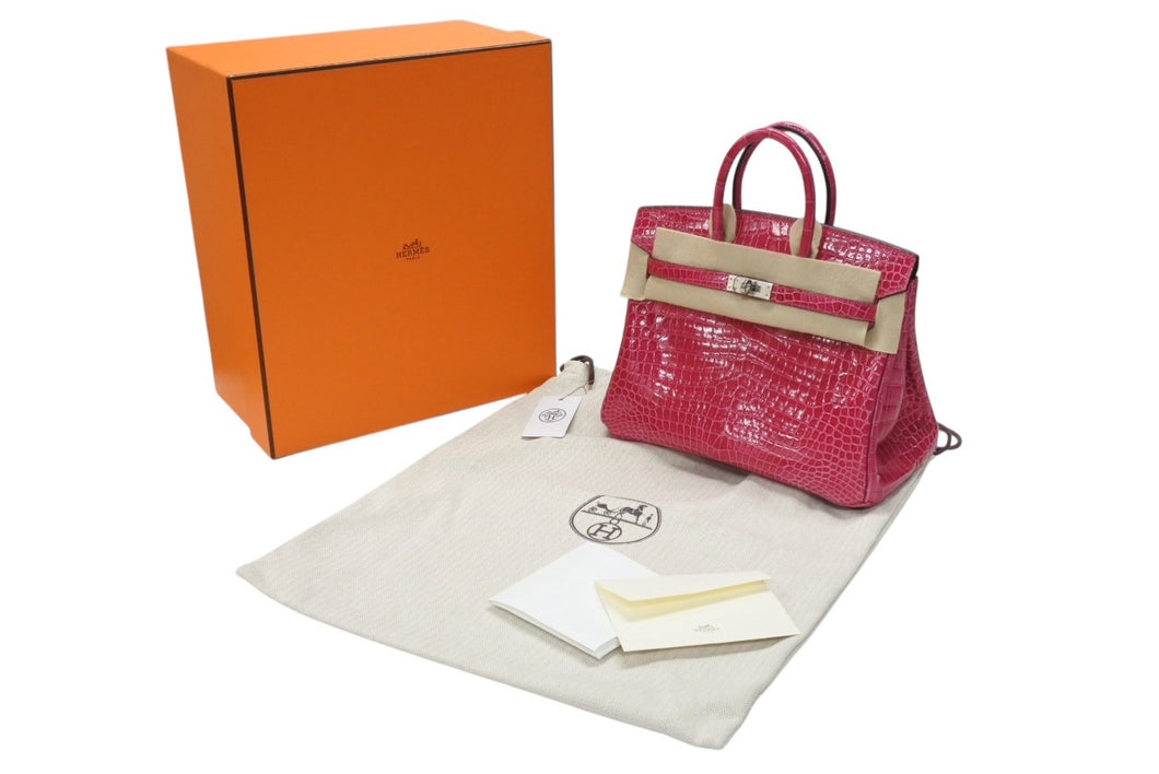 未使用 HERMES エルメス BIRKIN バーキン25 ハンドバッグ ポロサス ローズシェヘラザード シルバー金具 U刻印 2022年製 中古 4b007513