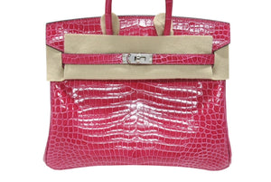 未使用 HERMES エルメス BIRKIN バーキン25 ハンドバッグ ポロサス ローズシェヘラザード シルバー金具 U刻印 2022年製 中古 4b007513