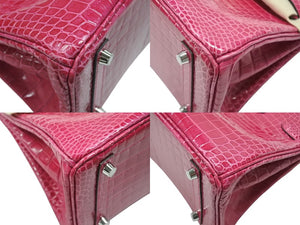 未使用 HERMES エルメス BIRKIN バーキン25 ハンドバッグ ポロサス ローズシェヘラザード シルバー金具 U刻印 2022年製 中古 4b007513