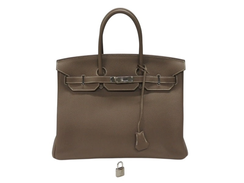 極美品 HERMES エルメス バーキン35 ハンドバッグ トゴ エトゥープ ゴールド金具 A刻印 中古 4b007514