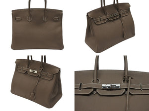 極美品 HERMES エルメス バーキン35 ハンドバッグ トゴ エトゥープ ゴールド金具 A刻印 中古 4b007514