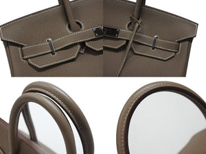 極美品 HERMES エルメス バーキン35 ハンドバッグ トゴ エトゥープ ゴールド金具 A刻印 中古 4b007514
