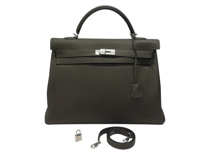 新品同様 HERMES エルメス ケリー 40 ハンドバッグ 2WAY トープ トゴ シルバー金具 Y刻印 中古 4b000882