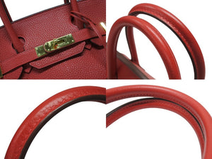 極美品 HERMES エルメス バーキン30 ルージュトマト A刻印 トリヨンクレマンス ゴールド金具 ハンドバッグ 中古 4b007519