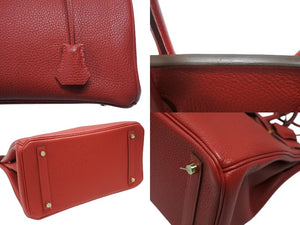 極美品 HERMES エルメス バーキン30 ルージュトマト A刻印 トリヨンクレマンス ゴールド金具 ハンドバッグ 中古 4b007519