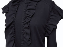 Load image into Gallery viewer, 極美品 VETEMENTS ヴェトモン 長袖シャツ フリル WE64SH200B ポルトガル製 コットン ブラック サイズS 中古 4b007525