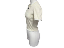 Load image into Gallery viewer, 極美品 MIU MIU ミュウミュウ レース 装飾半袖 Tシャツ XS リブニット MJN580 ブランド ロゴ アイボリー コットン 中古 4b007529