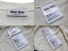 Load image into Gallery viewer, 極美品 MIU MIU ミュウミュウ レース 装飾半袖 Tシャツ XS リブニット MJN580 ブランド ロゴ アイボリー コットン 中古 4b007529