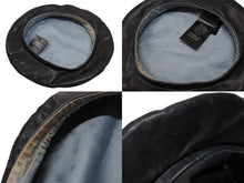 画像をギャラリービューアに読み込む, GUCCI グッチ ベレー帽 202291 413451 ブラック ライトブルー 羊革 蜂刺繍 レーヨン サイズ57 良品 中古 4b007534