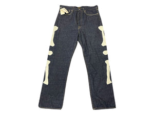 新品未使用 KAPITAL キャピタル MEXICAN TUXEDO メキシカンタキシード デニムパンツ EK-1528LPA サイズ38 12.5oz ボーン刺繍 中古 4b007539