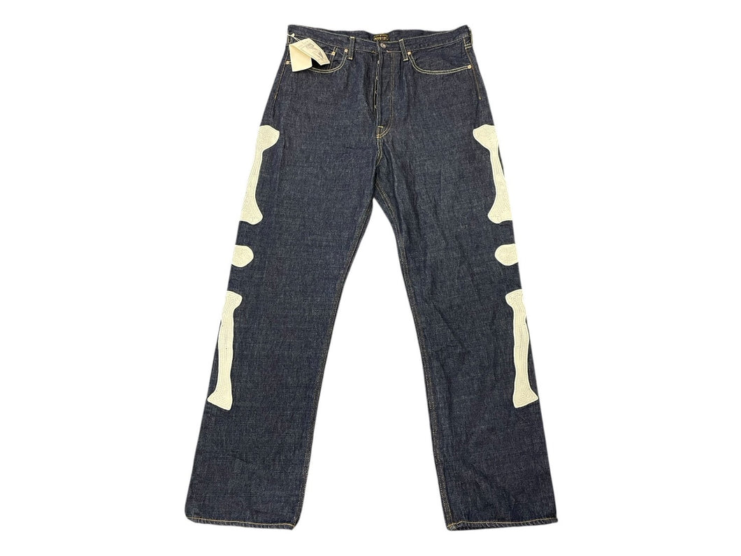 新品未使用 KAPITAL キャピタル MEXICAN TUXEDO メキシカンタキシード デニムパンツ EK-1528LPA サイズ38 12.5oz ボーン刺繍 中古 4b007539
