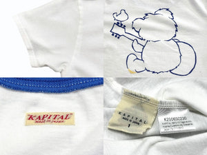 新品未使用 KAPITAL キャピタル 20/-天竺 クロップドT (リトルベア&ハーモニーpt) Tシャツ K2506SC230 ブルー サイズ1 中古 4b007542