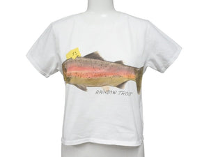 新品未使用 KAPITAL キャピタル 20/-天竺 クロップドT(トラウト1匹PECKISH RAINBOWYpt) Tシャツ K2508SC001 ホワイト サイズ1 中古 4b007548