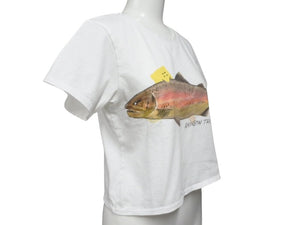 新品未使用 KAPITAL キャピタル 20/-天竺 クロップドT(トラウト1匹PECKISH RAINBOWYpt) Tシャツ K2508SC001 ホワイト サイズ1 中古 4b007548