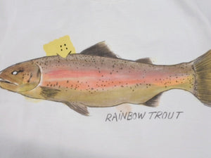 新品未使用 KAPITAL キャピタル 20/-天竺 クロップドT(トラウト1匹PECKISH RAINBOWYpt) Tシャツ K2508SC001 ホワイト サイズ1 中古 4b007548