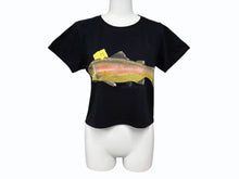 Load image into Gallery viewer, 新品未使用 KAPITAL キャピタル 20/-天竺 クロップドT(トラウト1匹PECKISH RAINBOWYpt) Tシャツ K2508SC001 ブラック サイズ1 中古 4b007550