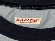 Load image into Gallery viewer, 新品未使用 KAPITAL キャピタル 20/-天竺 リンガーT(K&#39;BEARpt) Tシャツ K2502SC017 ブラック ブルー サイズ1 中古 4b007551