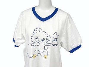 新品未使用 KAPITAL キャピタル 20/-天竺 VネックリンガーT(リトルベア&ハーモニーpt) Tシャツ K2502SC017 ブルー サイズ2 中古 4b007553
