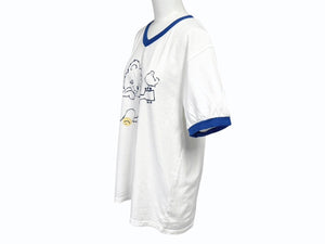 新品未使用 KAPITAL キャピタル 20/-天竺 VネックリンガーT(リトルベア&ハーモニーpt) Tシャツ K2502SC017 ブルー サイズ2 中古 4b007553