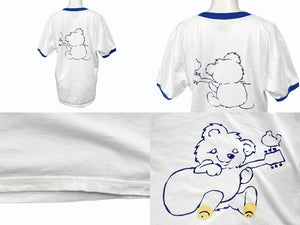 新品未使用 KAPITAL キャピタル 20/-天竺 VネックリンガーT(リトルベア&ハーモニーpt) Tシャツ K2502SC017 ブルー サイズ2 中古 4b007553