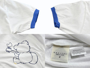 新品未使用 KAPITAL キャピタル 20/-天竺 VネックリンガーT(リトルベア&ハーモニーpt) Tシャツ K2502SC017 ブルー サイズ2 中古 4b007553