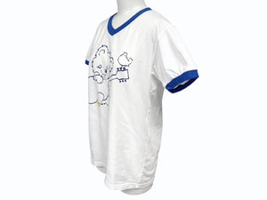 新品未使用 KAPITAL キャピタル 20/-天竺 VネックリンガーT(リトルベア&ハーモニーpt) Tシャツ K2502SC017 ブルー サイズ1 中古 4b007554