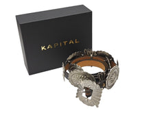 Load image into Gallery viewer, 新品未使用 KAPITAL キャピタル concho belt コンチョ ベルト・バックル ブラウン シルバー レザー メタル 中古 4b007556