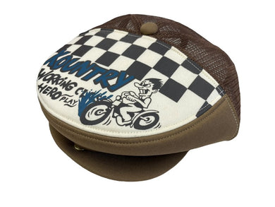 新品未使用 KAPITAL キャピタル カントリーレーサー キャップ KR2402XH18 カーキ ブラウン ホワイト 中古 4b007558